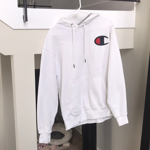 white champion hoodie men's medium